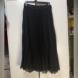 Black Pleated Chiffon Maxi Skirt